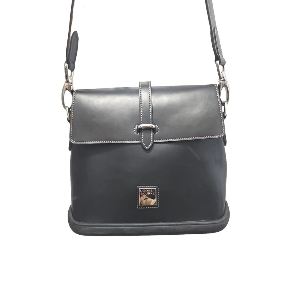 USA DOONEY&BOURKE PARASOLE HOBO SHOULDER HANDBAG Black LEATHER Rubber BOTTOM